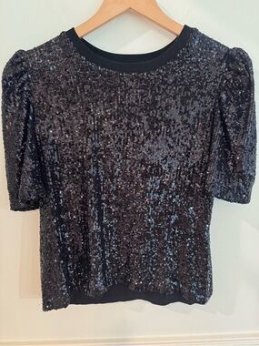 Generation Love Black Sequin Puff Sleeve Tee